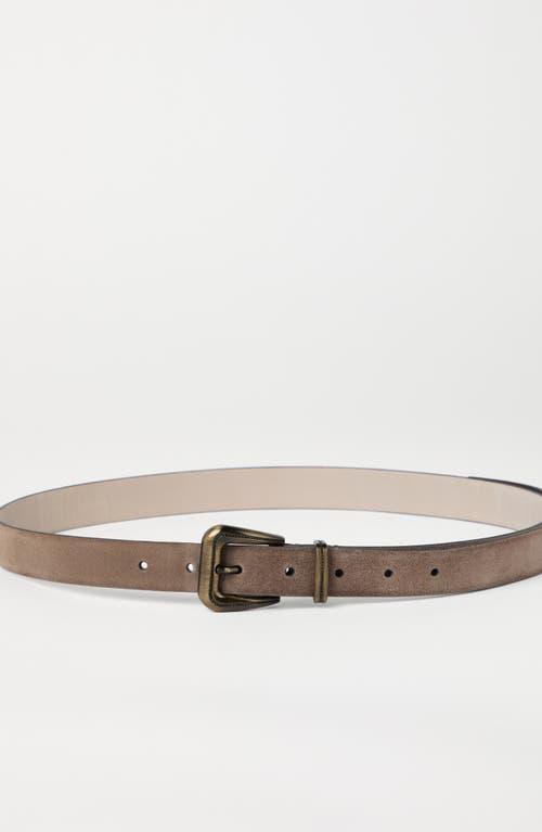BRUNELLO CUCINELLI Suede Calfskin Belt In Bark Product Image