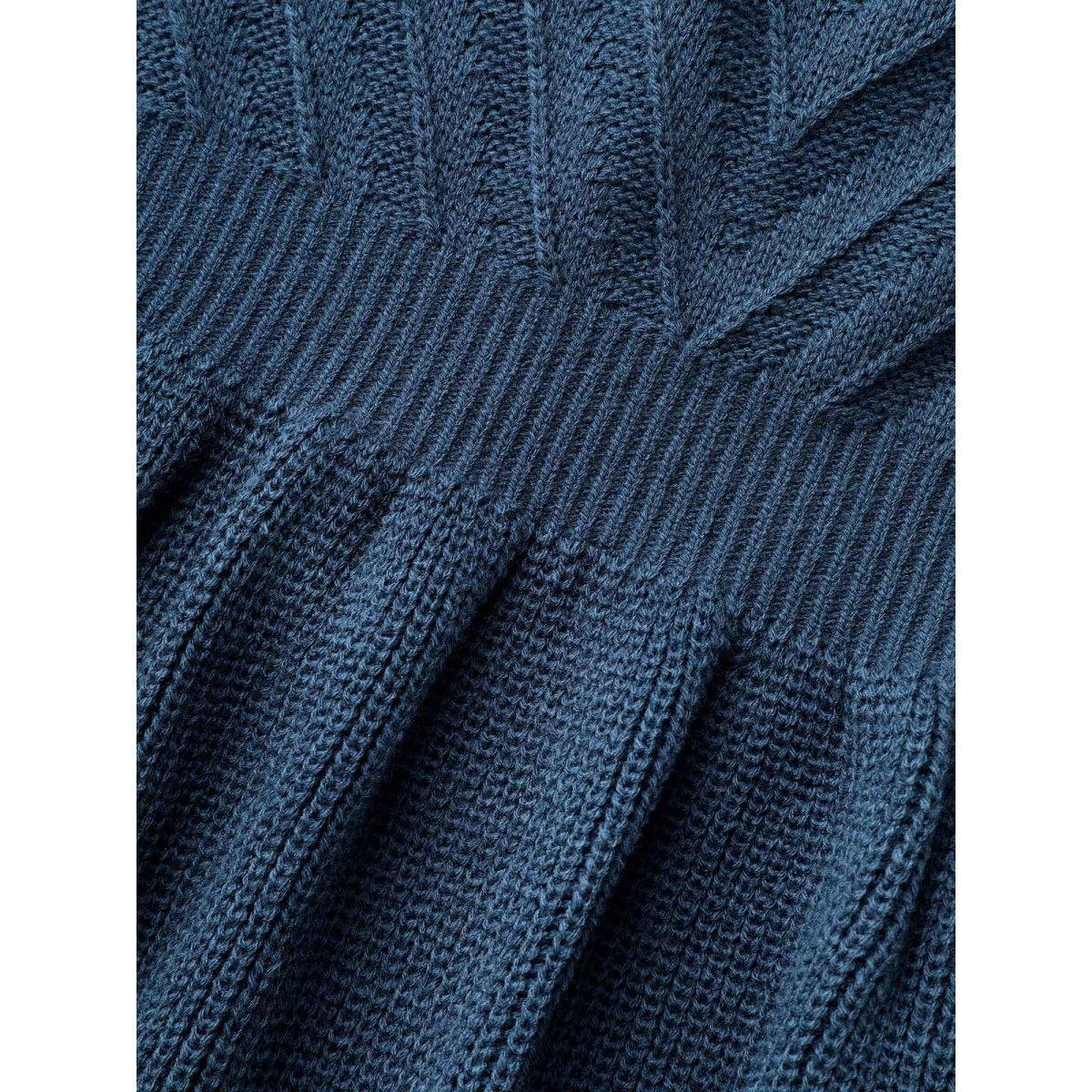 Plus Size Crew Neck Plain Textured Lantern Sleeve Pullover Indigo Women Casual Bodycon Long Sleeve Round Neck Everyday Pullovers BloomChic 18-20/2X Product Image