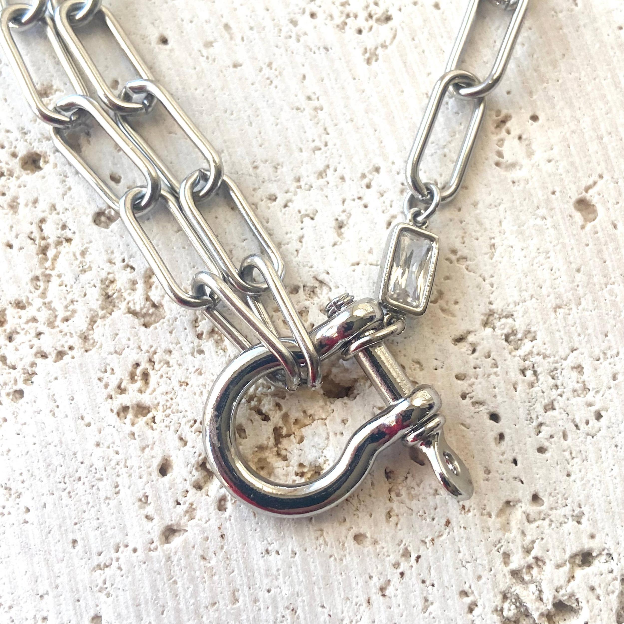 Mixed Metal Horseshoe Necklace Product Image
