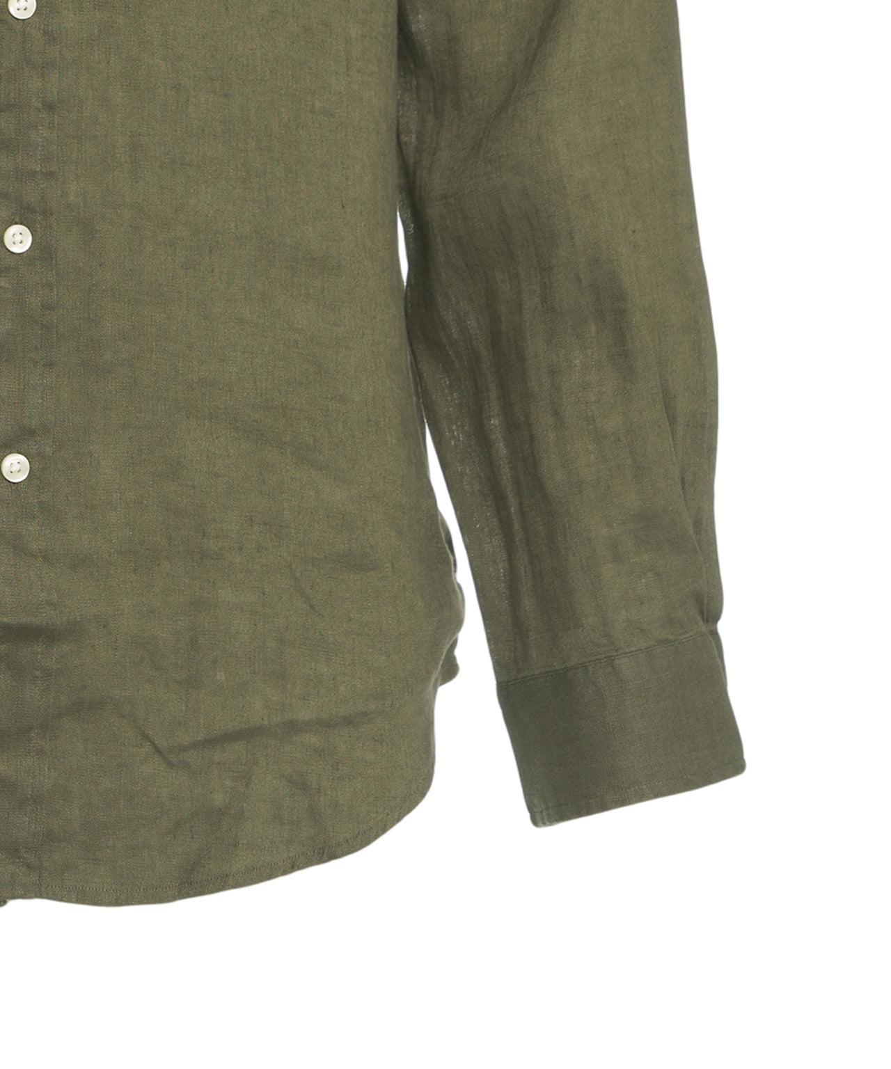 Linen shirt with logo embroidery Product Image