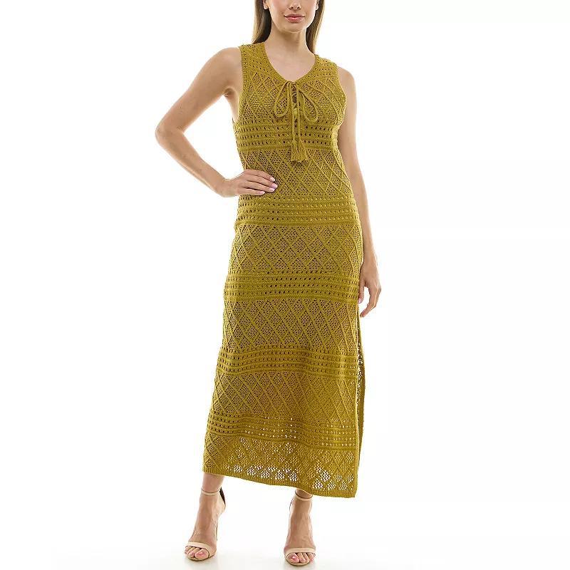 Women's Taylor Crochet Tie Neck Midi Dress, Size: XS, Ivory Product Image