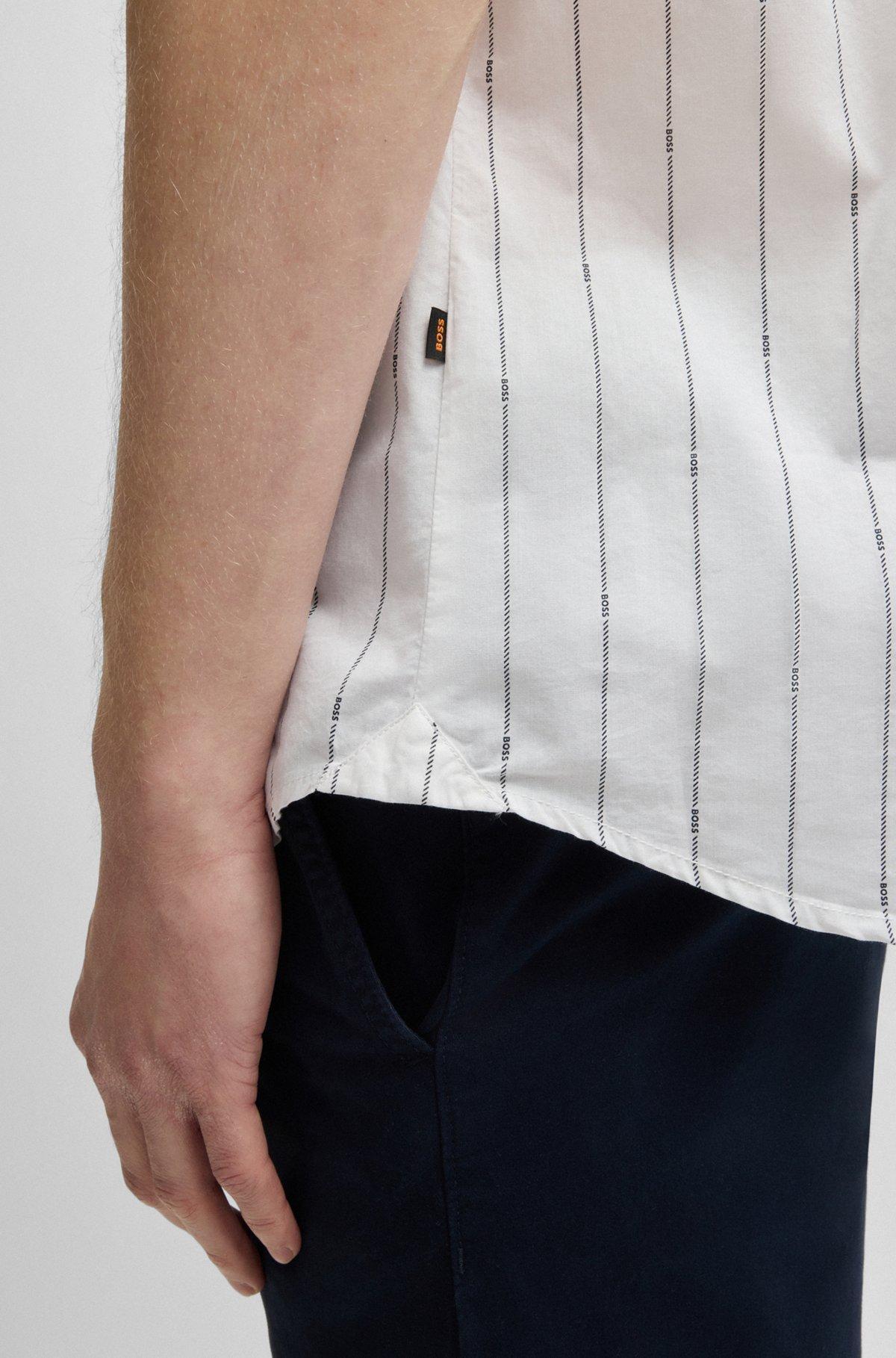 Regular-fit shirt in printed cotton poplin Product Image