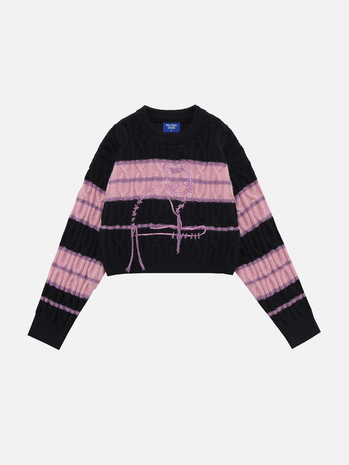 Aelfric Eden Stripe Cat Cropped Sweater Female Product Image
