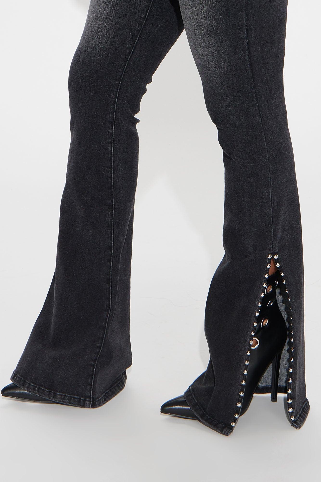 Self Assured Stretch Embellished Bootcut Jeans - Black Wash Product Image