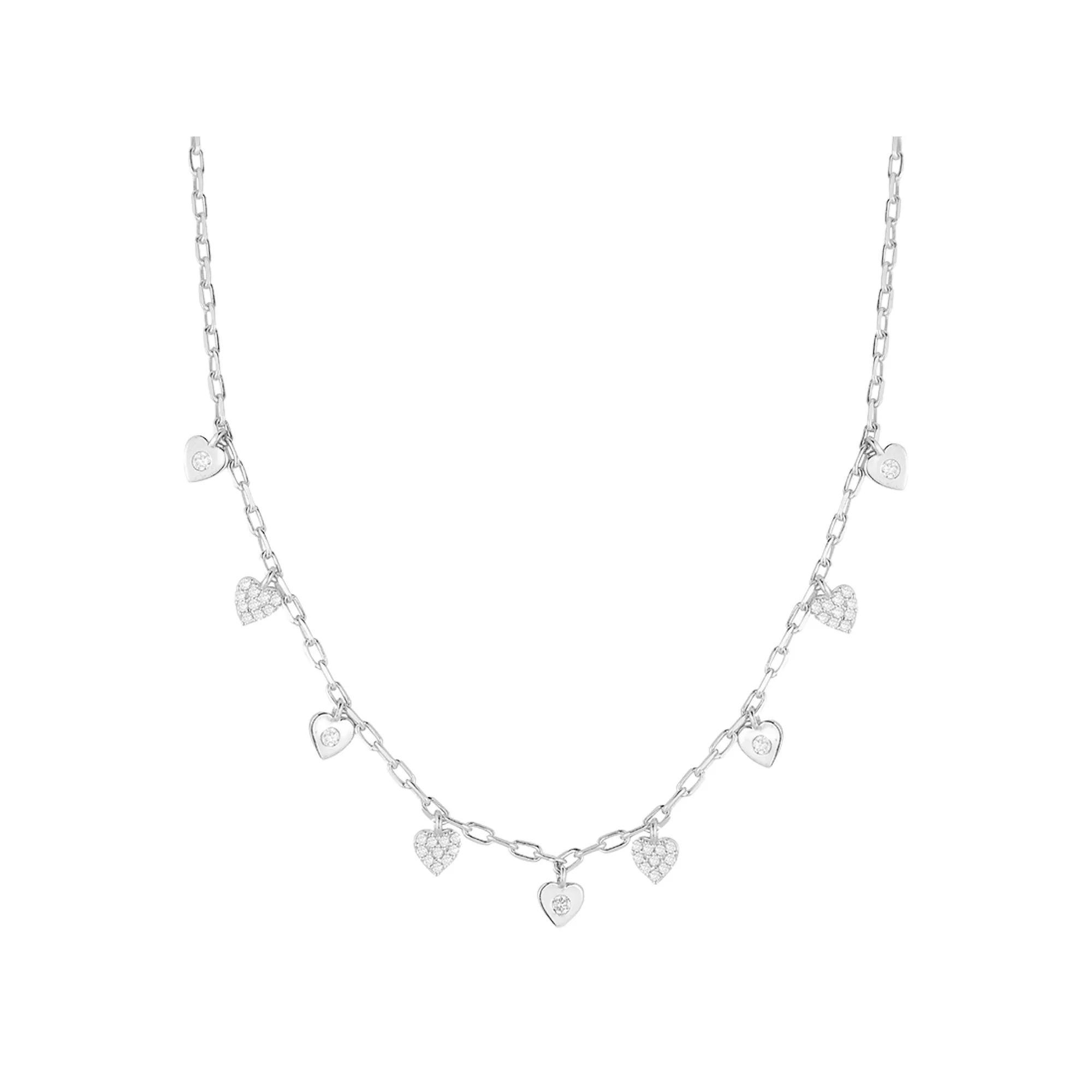 Sunkissed Sterling Cubic Zirconia Heart Charm Necklace, Women's, Silver Tone Product Image