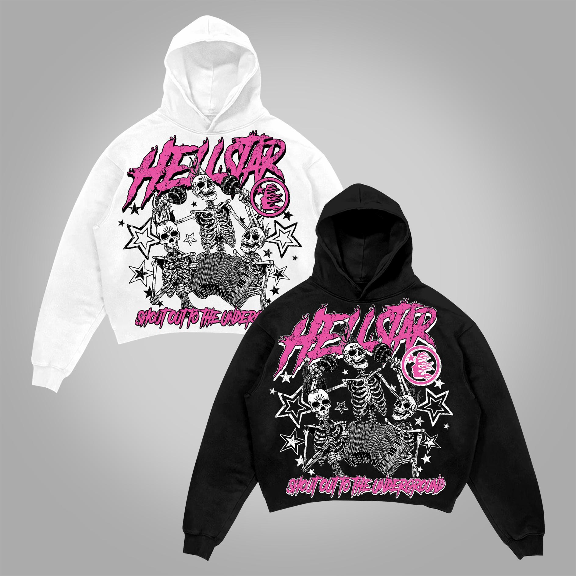 Sopula Flaming Skull Graphic Print Pocketless Hoodie Product Image