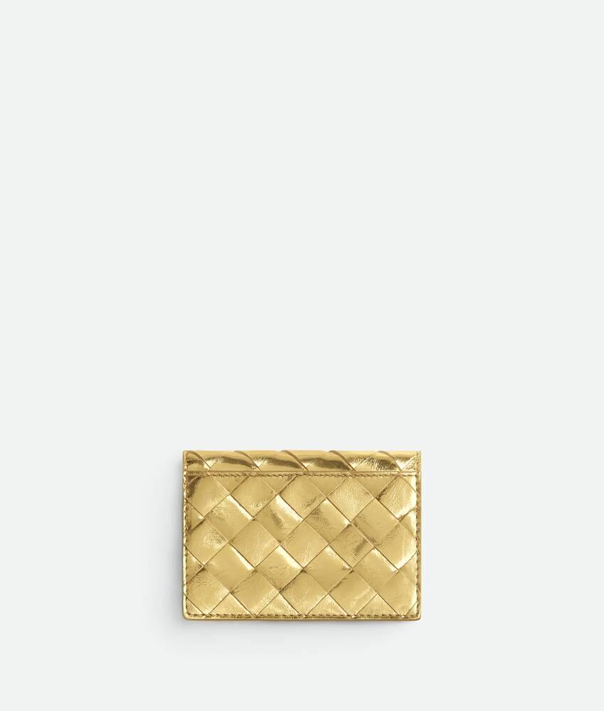 Women's Intrecciato Business Card Case in Gold Product Image