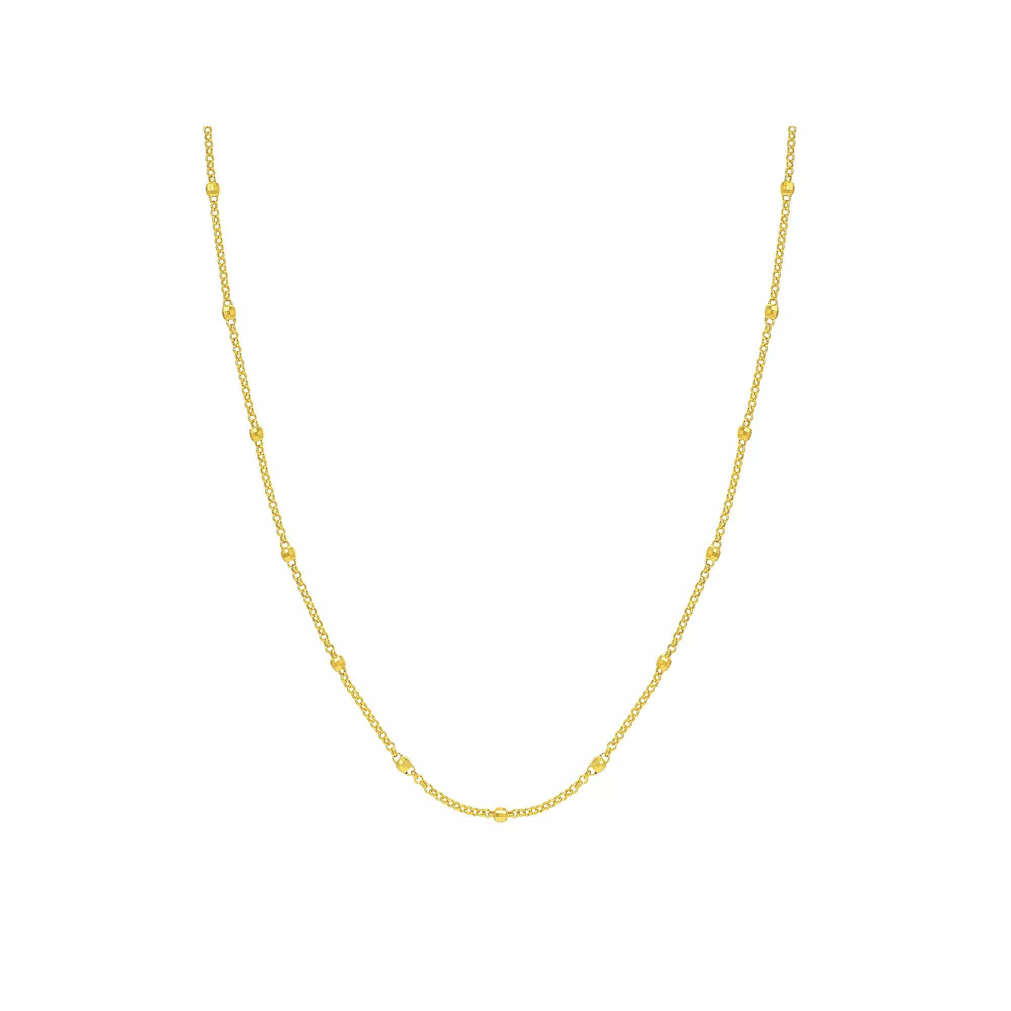 14k Gold Textured Bead Station Necklace, Women's, Size: 18" Product Image
