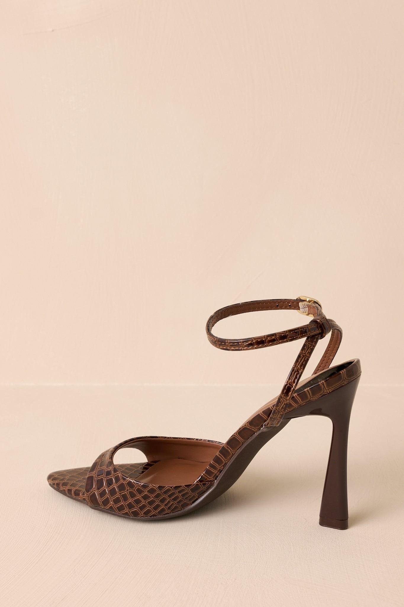 Chasing Perfection Dark Brown Pointed-Toe Ankle Strap Heels Product Image