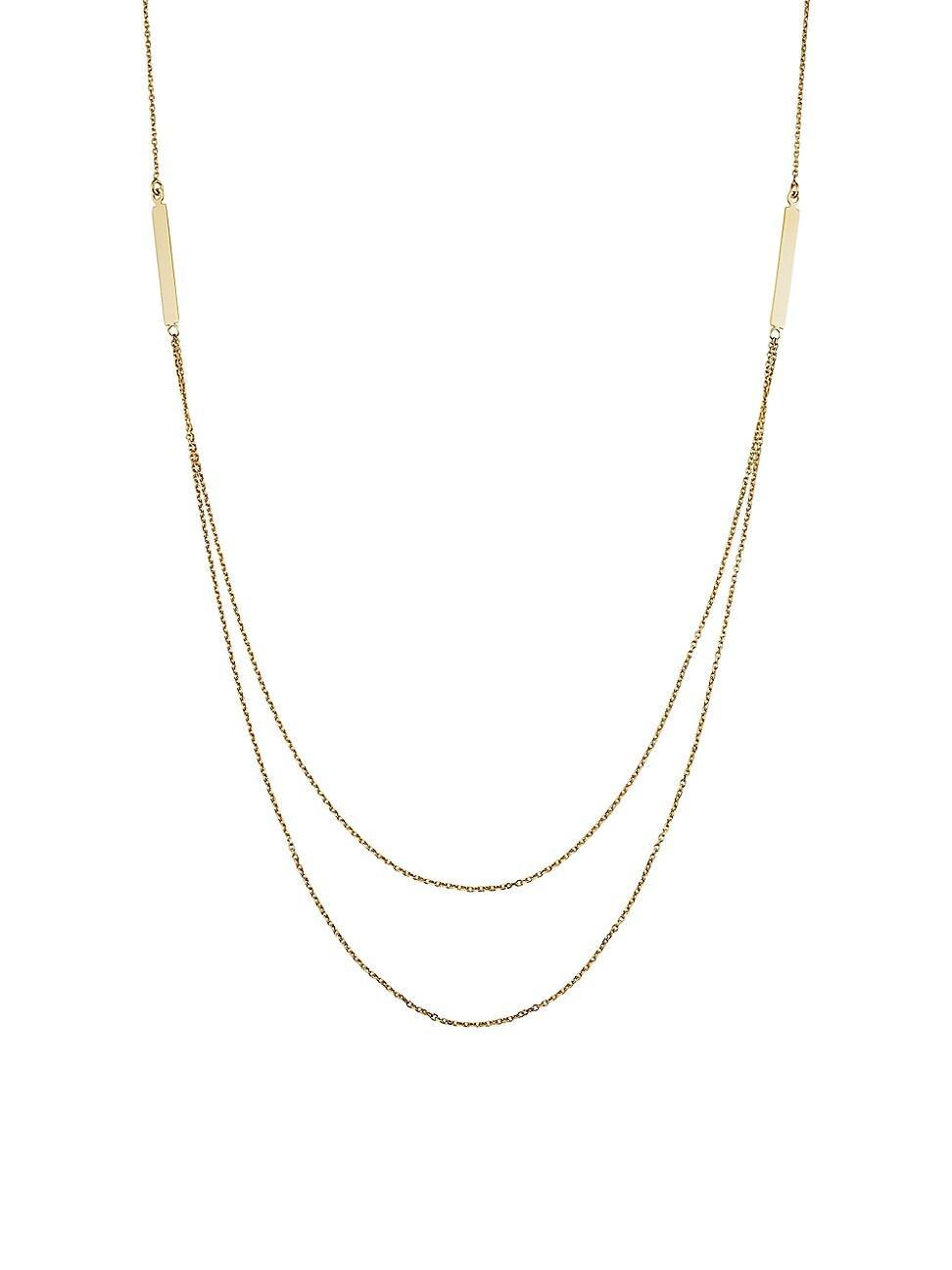 Womens 14K Yellow Solid Gold Brooklyn Bar Layered Necklace Product Image