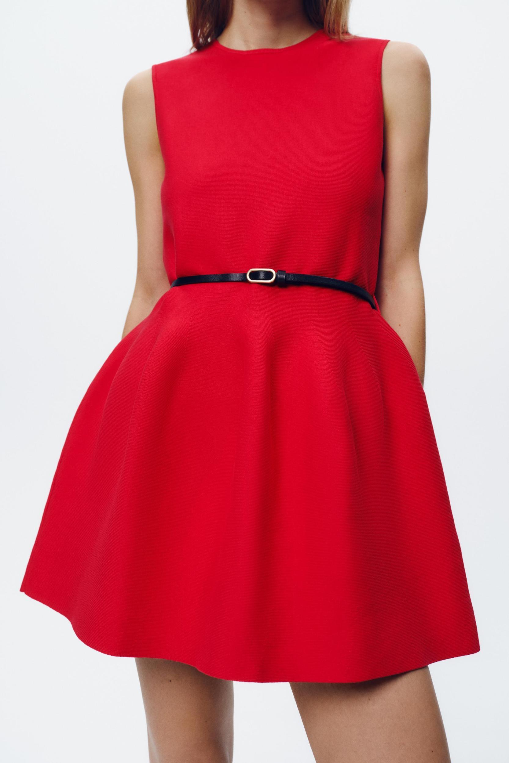BELTED KNIT MINI DRESS Product Image