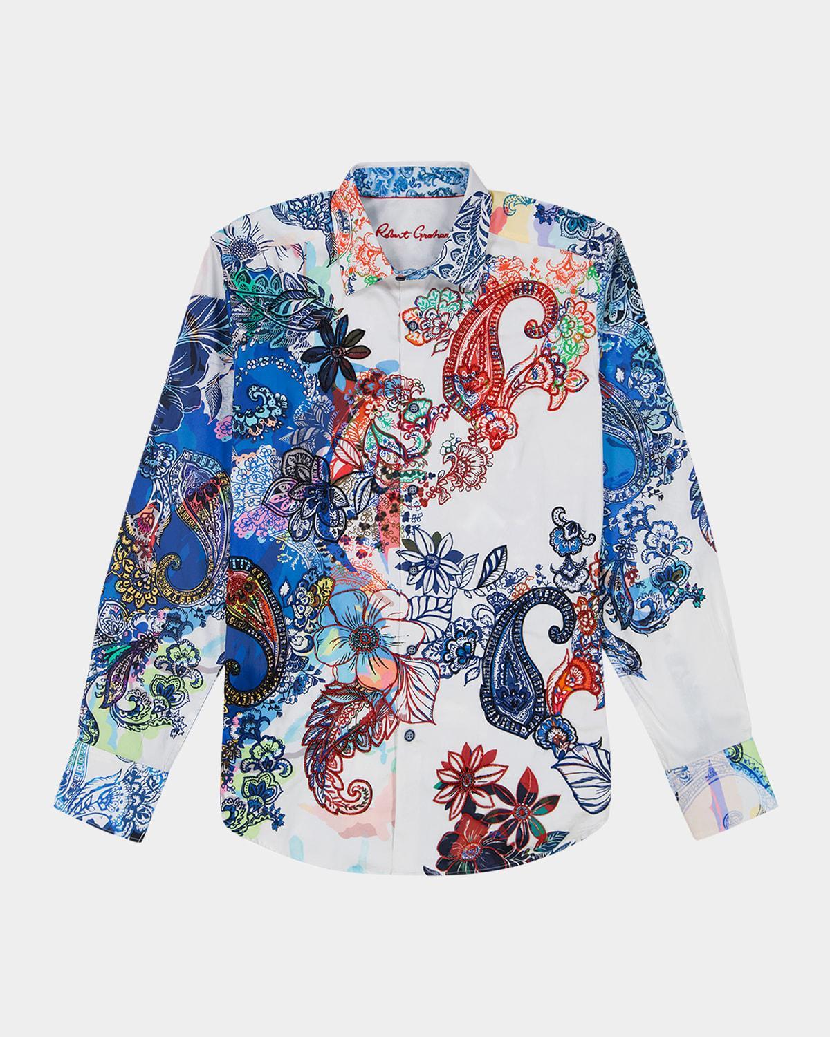 Mens Branca Cotton Paisley Sport Shirt Product Image