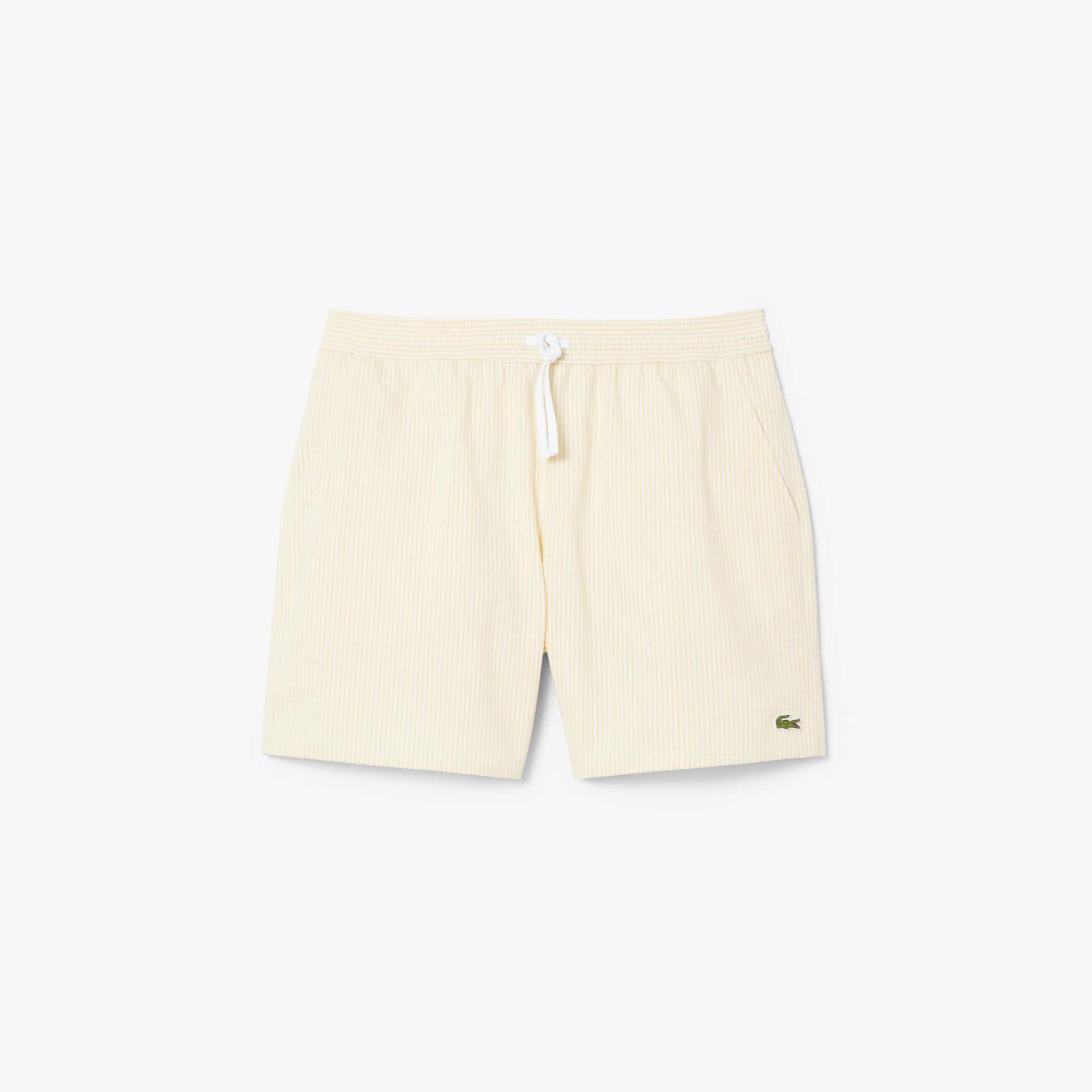 Mid Length Striped Textured Swim Trunks Product Image