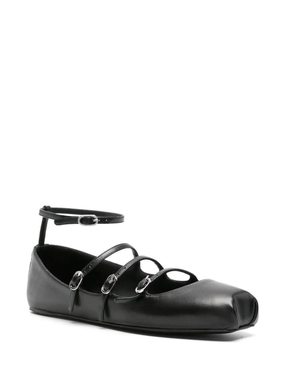 ALEXANDER MCQUEEN Leather Mary Jane Trio Ballerina Flats In Black Product Image