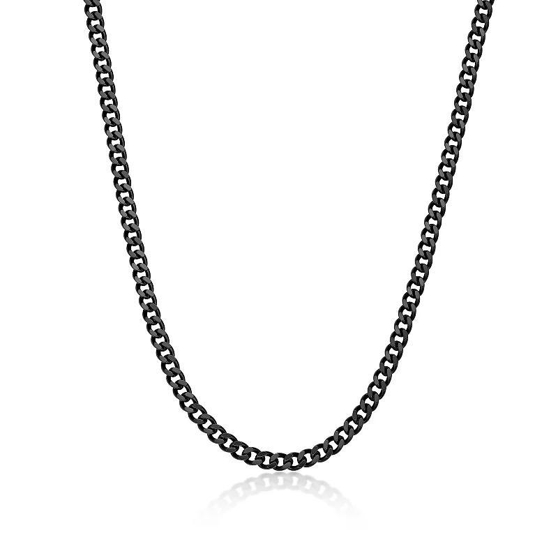 Mens LYNX Stainless Steel 6mm Curb Chain Necklace Black Product Image