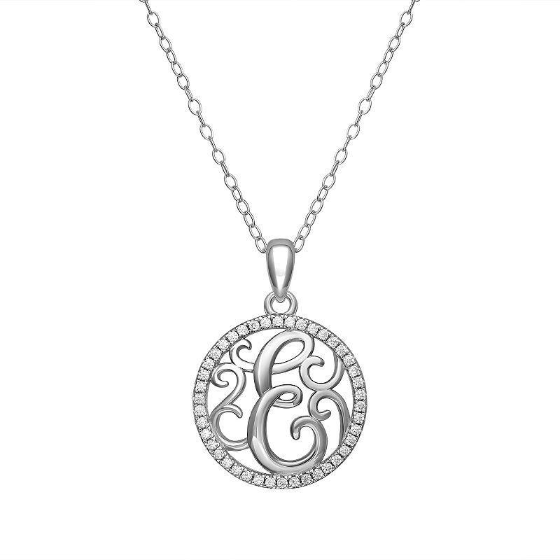 PRIMROSE Sterling Silver Cubic Zirconia Initial Pendant Necklace, Women's, Size: 18" Product Image