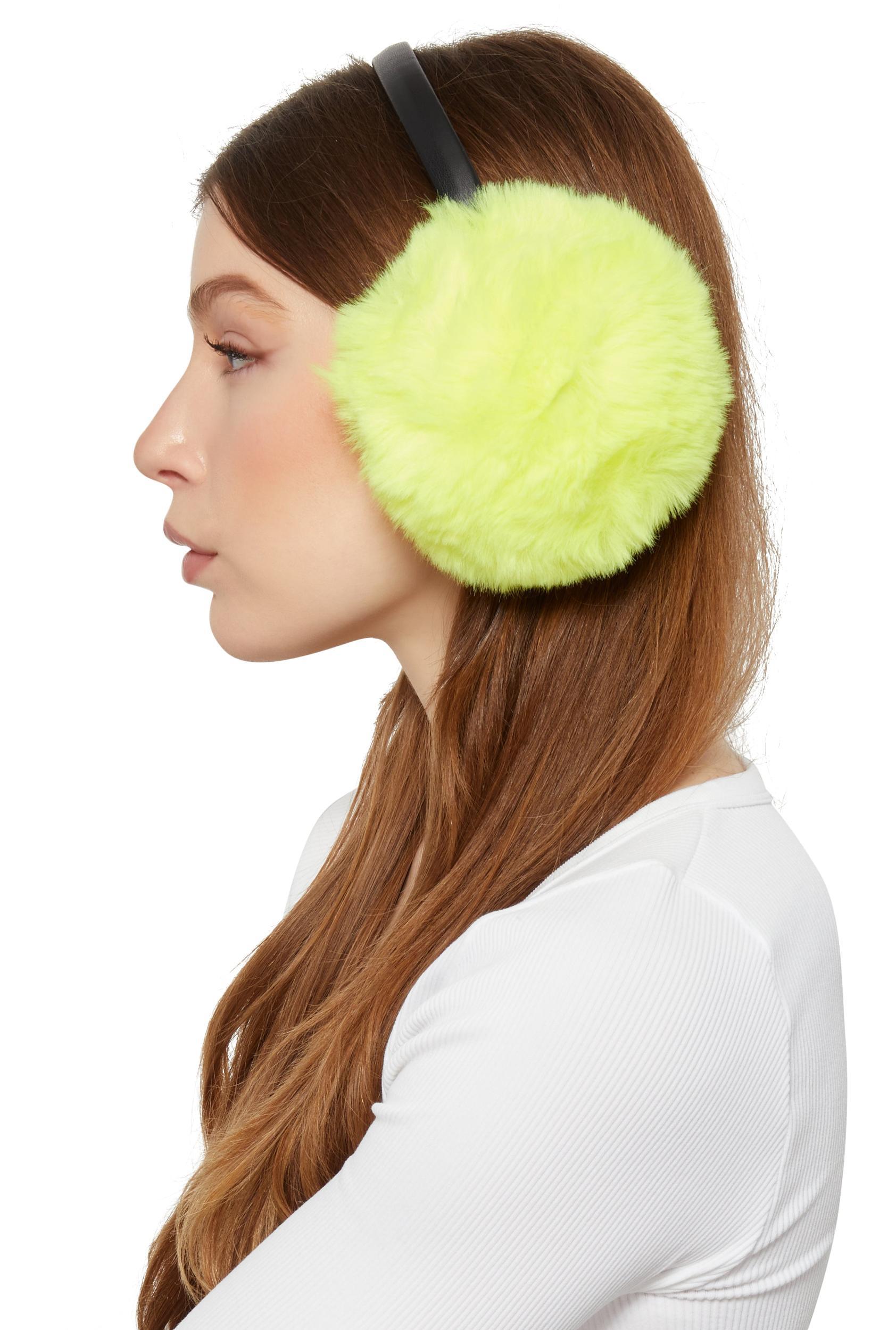 Faux Leather Band Faux Fur Earmuffs Female Product Image