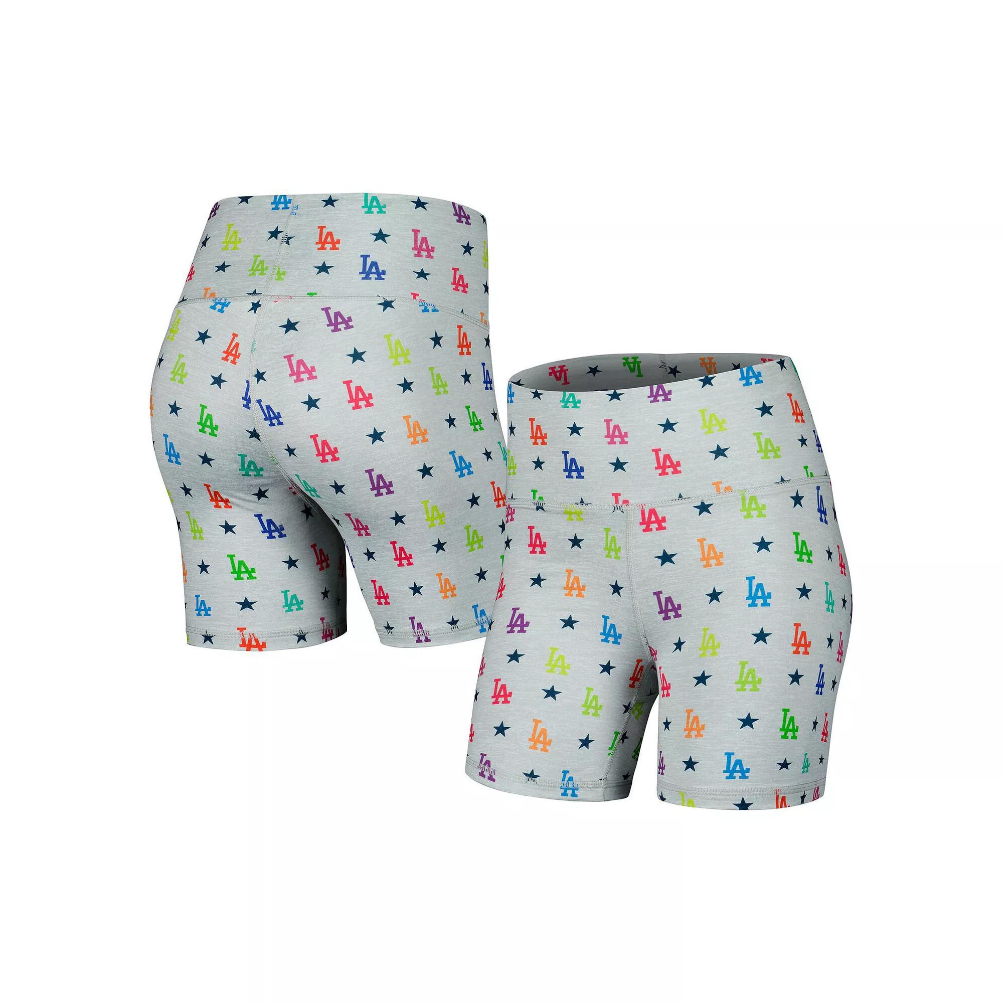 Women's Terez Gray Los Angeles Dodgers TLC Rainbow Shorts, Size: Small, Grey Product Image