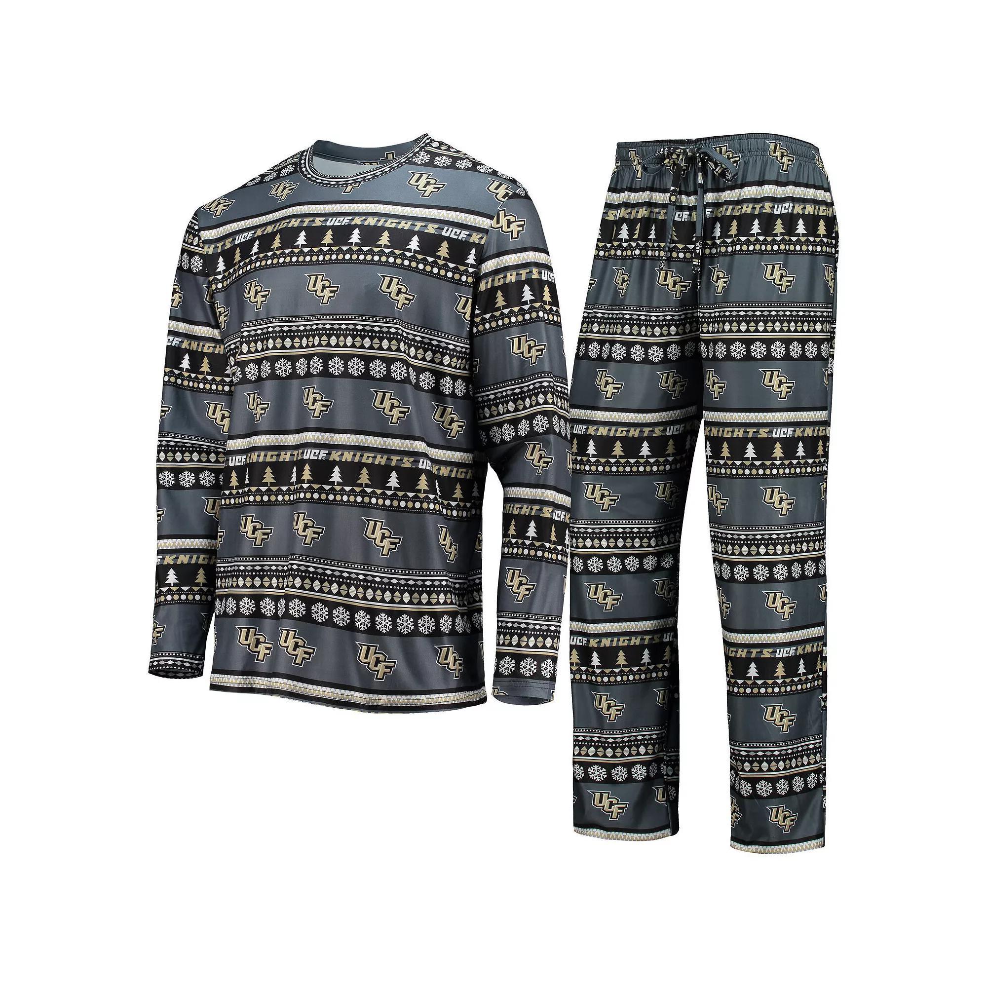 Men's Concepts Sport Charcoal UCF Knights Ugly Sweater Long Sleeve T-Shirt and Pants Sleep Set, Size: Large Product Image