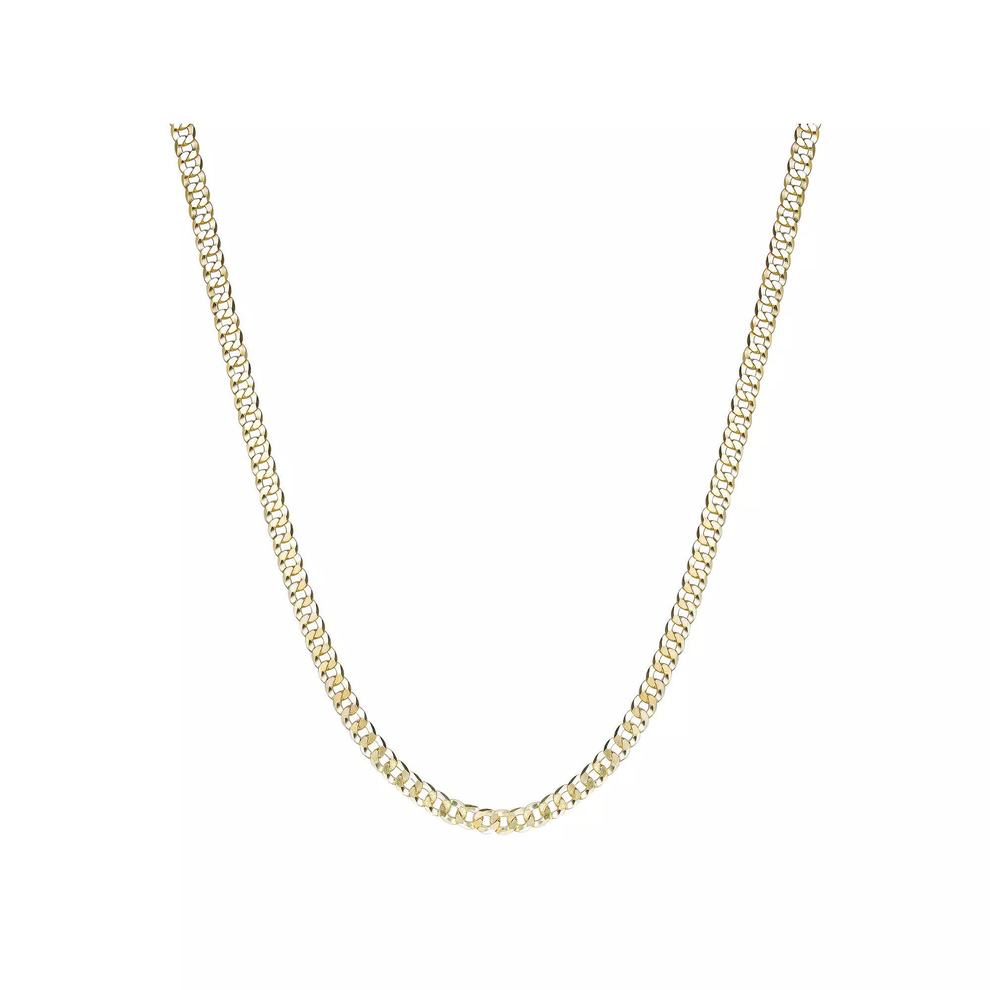 LYNX Men's 14k Gold Plated Flat Cuban Chain Necklace, Size: 20", Gold Tone Product Image