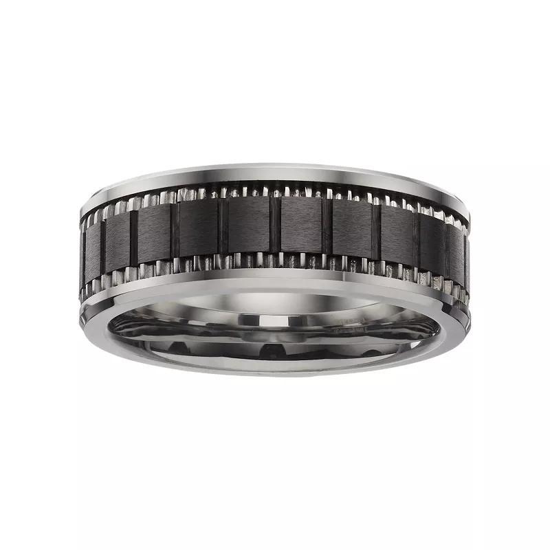 Stainless Steel & Black Ceramic Brick Band - Men, Men's, Size: 9 Product Image