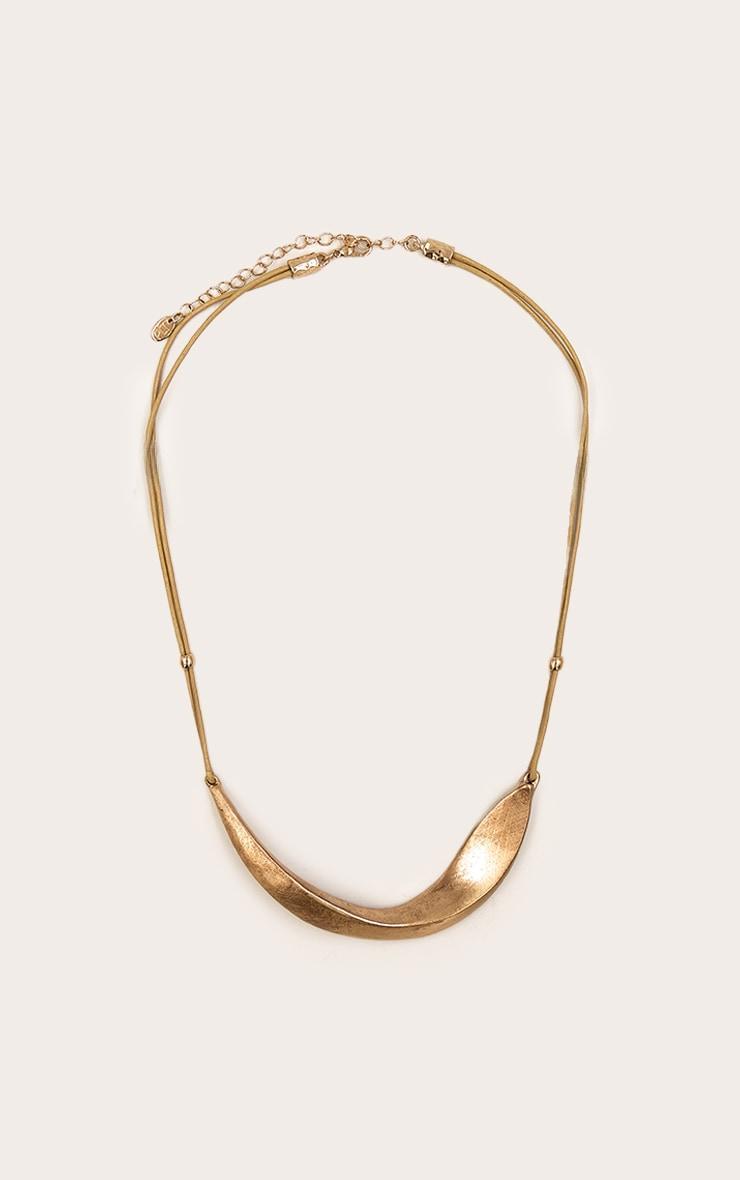 Gold Brushed Curved Metal Necklace Product Image