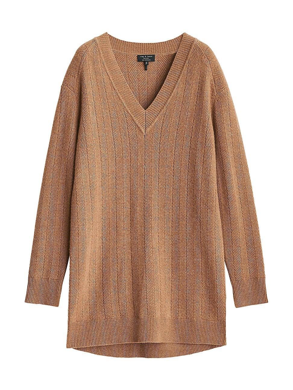 Womens Durham Herringbone-Knit Cashmere Minidress Product Image