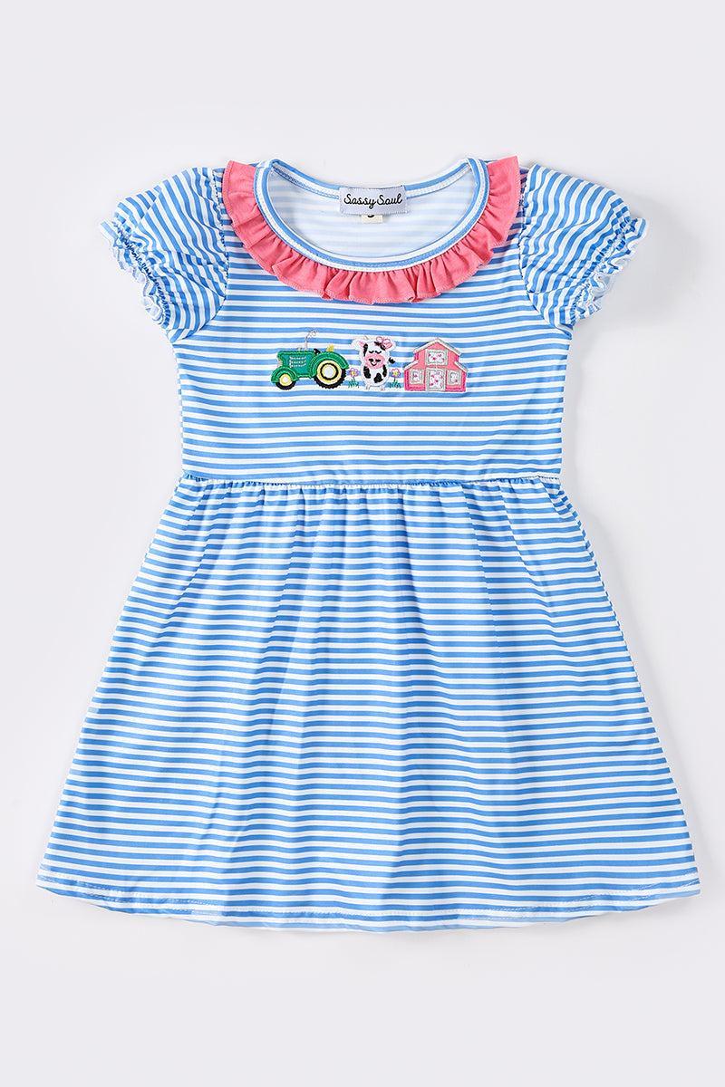 Blue pumpkin print dress Product Image