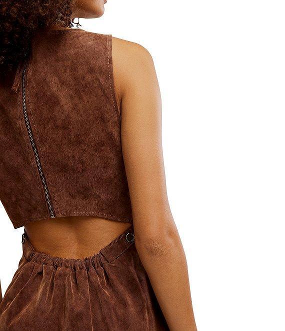 Free People Atlas Vegan Suede Crew Neck Sleeveless Back Cut-Out Mini Dress Product Image