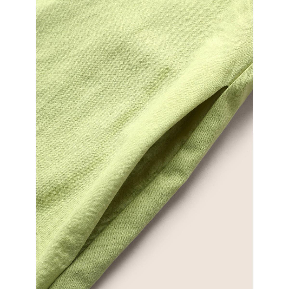 Plus Size Lace Patchwork Button Detail Tiered Ruffles Dress LightGreen Women Casual Woven ribbon&lace trim V-neck Sleeveless Curvy BloomChic 14-16/1X Product Image