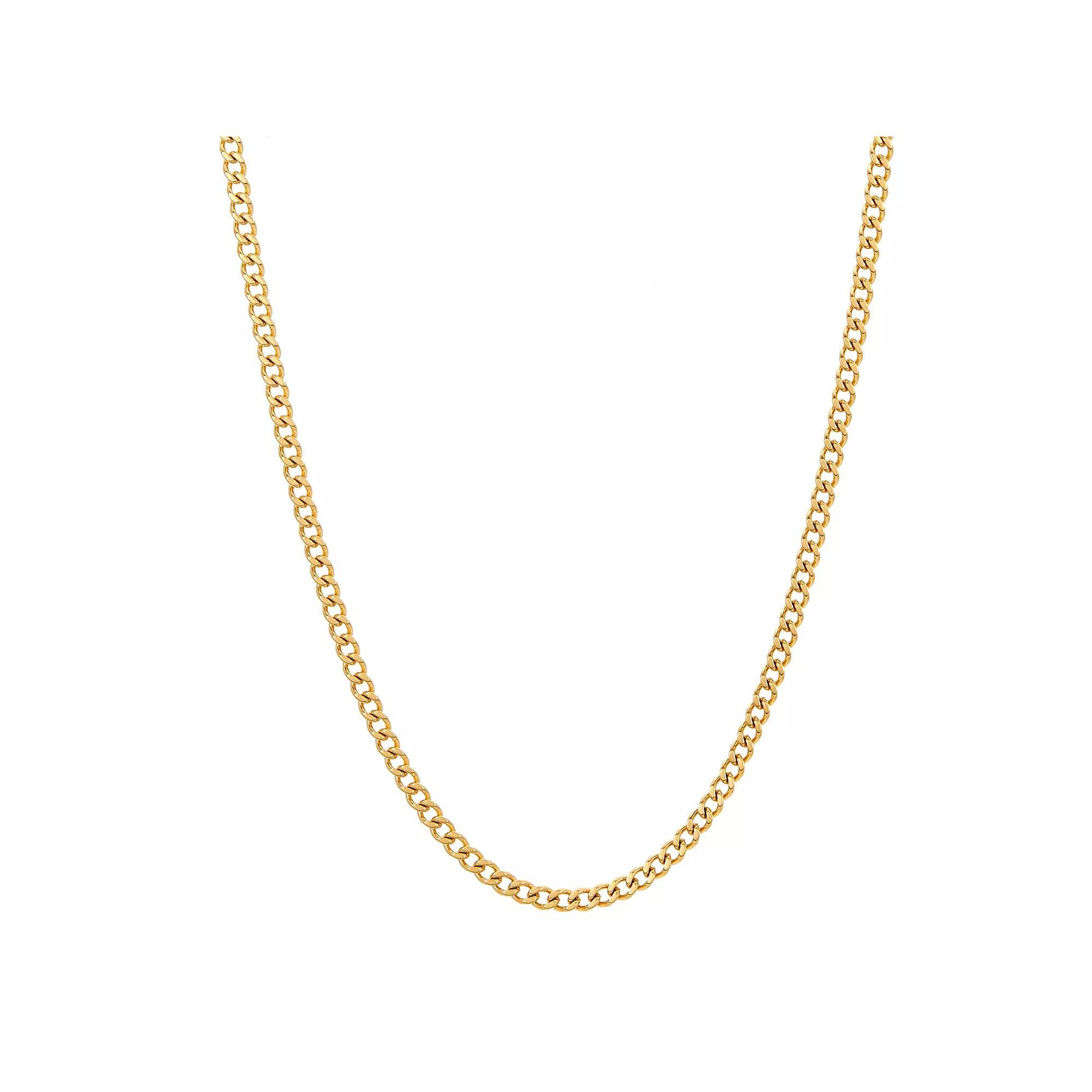 Adornia Stainless Steel 3 mm Cuban Curb Chain Necklace, Women's, Size: 24", Gold Tone Product Image
