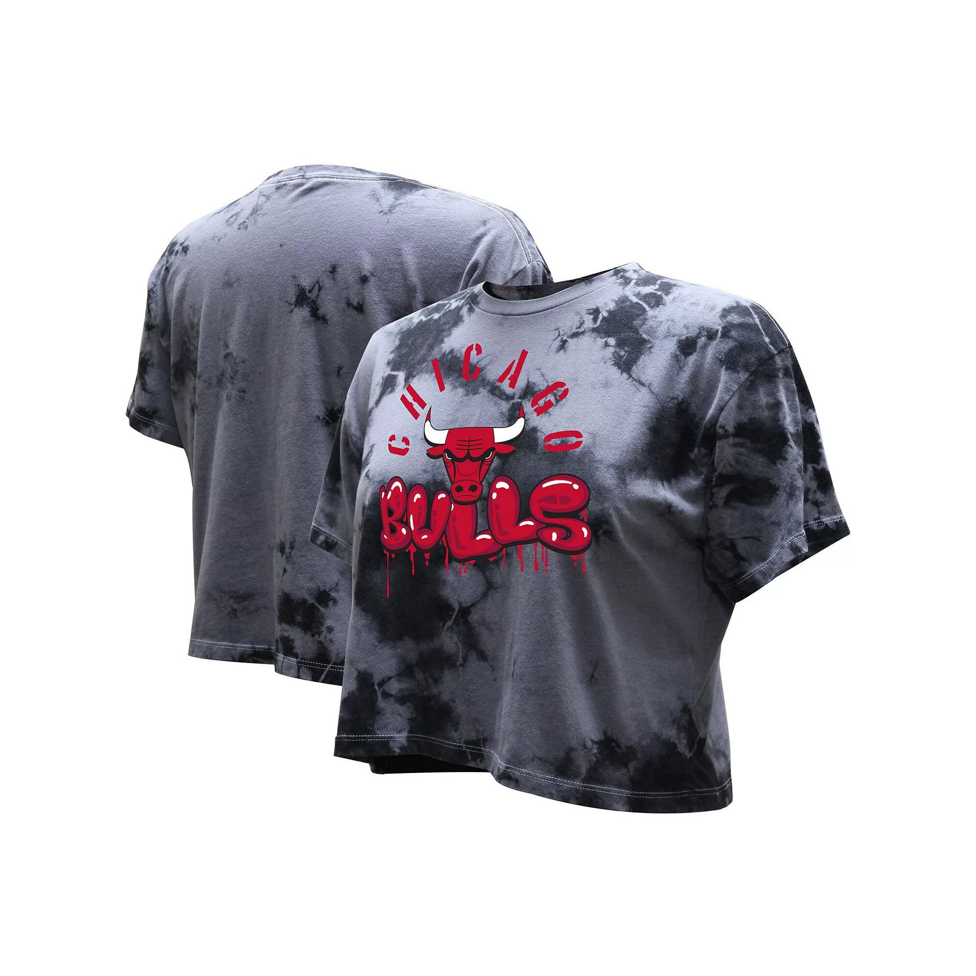 Women's Stadium Essentials  Charcoal Chicago Bulls Street Art Dark Crystal Washed Crop T-Shirt, Size: 2XL Product Image
