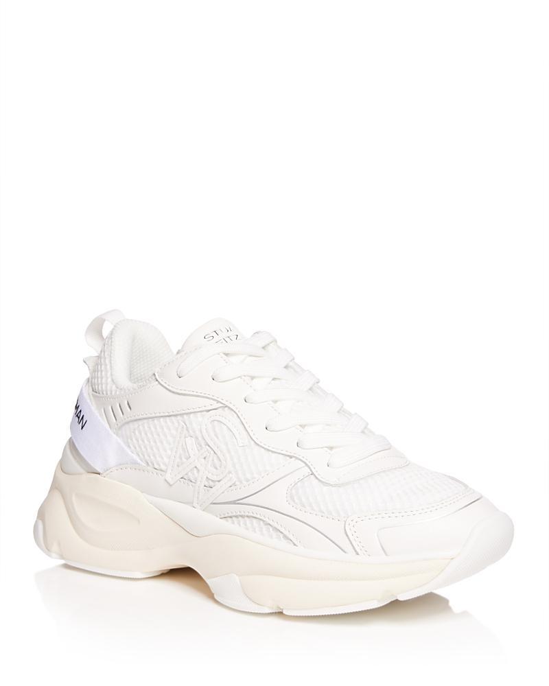 Womens Mesh & Leather Trainer Sneakers Product Image