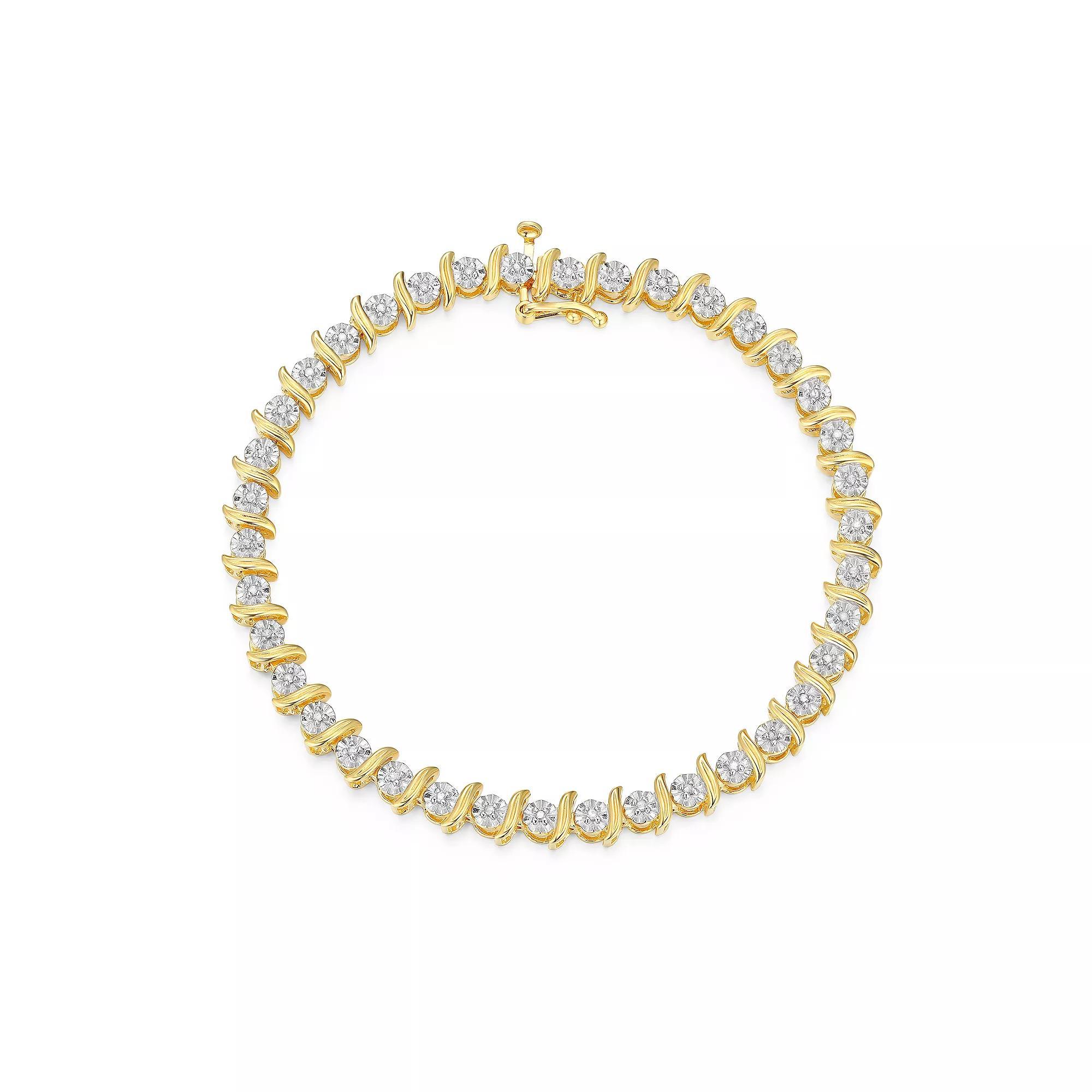 18k Gold-Over-Silver 1/4-ct. T.W. Diamond Bracelet, Women's, Size: 7.25 Product Image