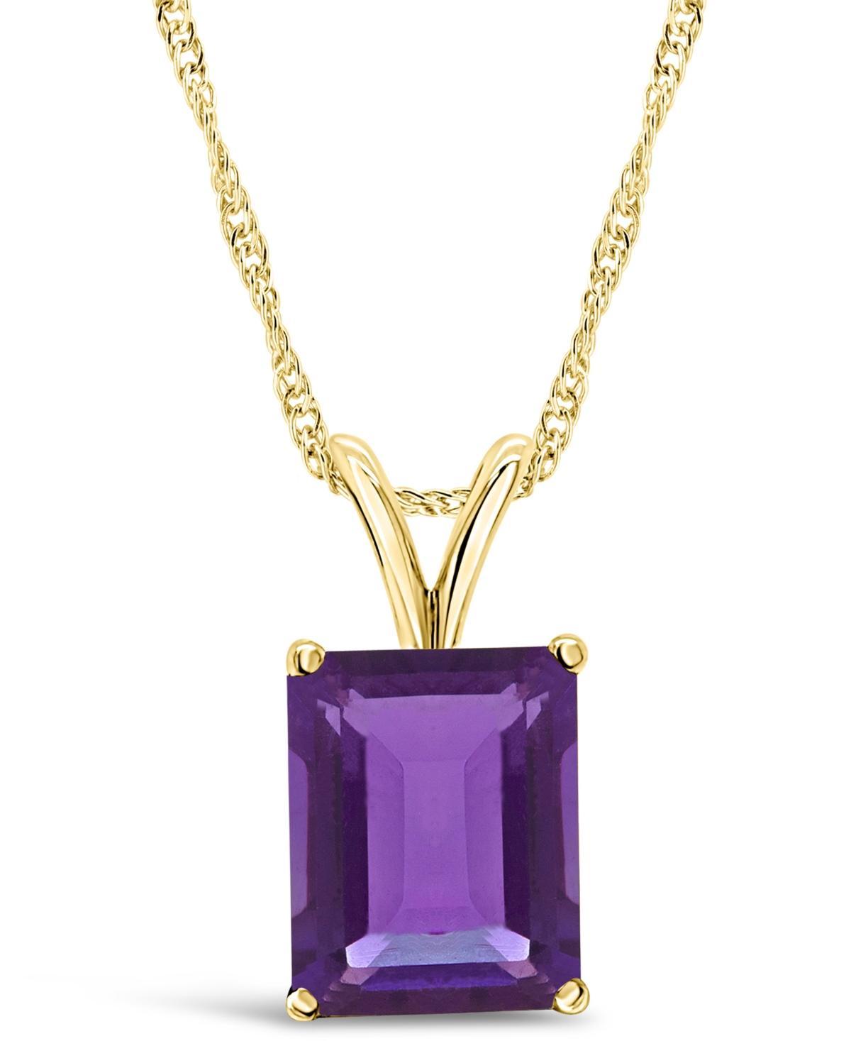 Alyson Layne 14k Gold Emerald Cut Amethyst Pendant Necklace, Women's, Size: 18" Product Image