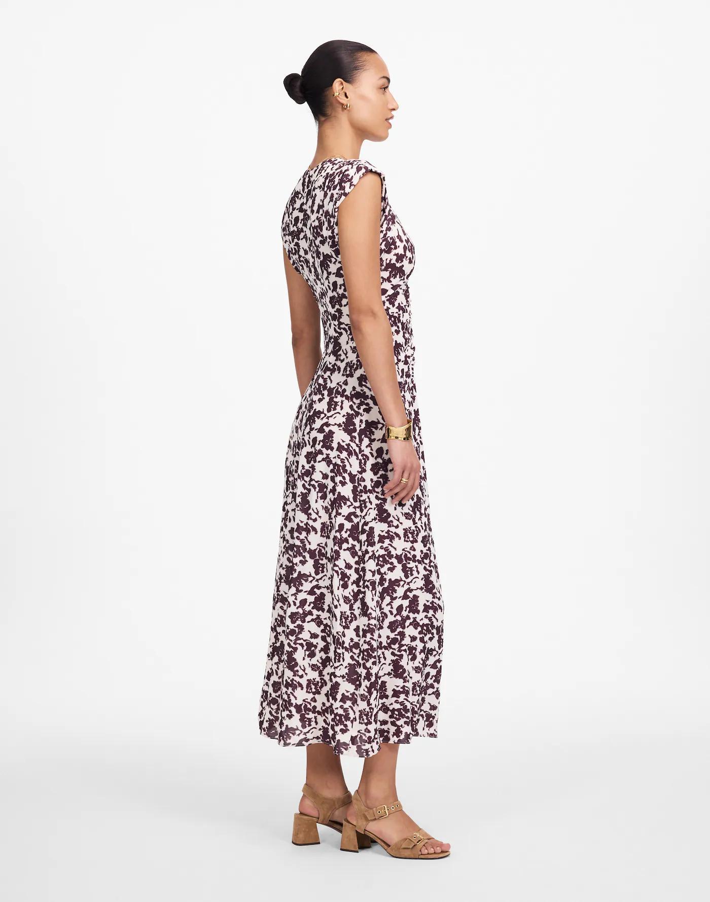 Ruched Flutter Sleeve Midi Dress Product Image