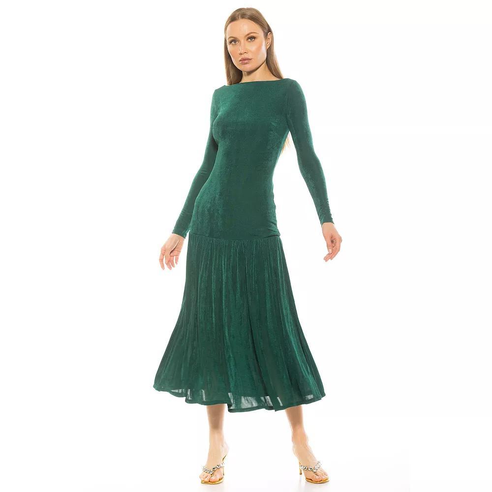Women's ALEXIA ADMOR Khaite Long Sleeve Drop Waist Shirred Maxi Dress, Size: Large, Black Product Image