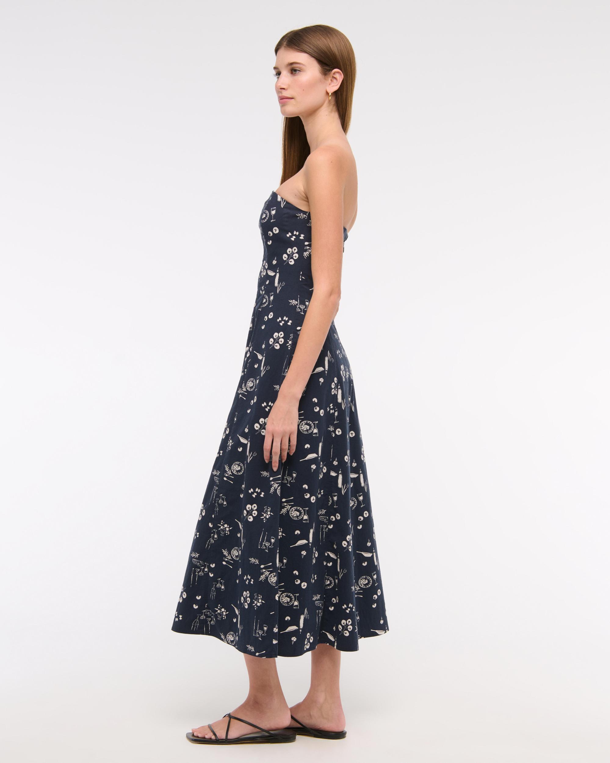 The A&F Mila Strapless Midi Dress Product Image