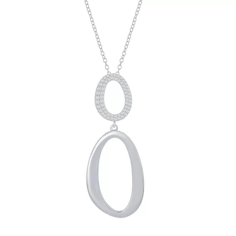 Sterling Silver Cubic Zirconia Double Oval Necklace, Women's, Size: 16-18" ADJ Product Image