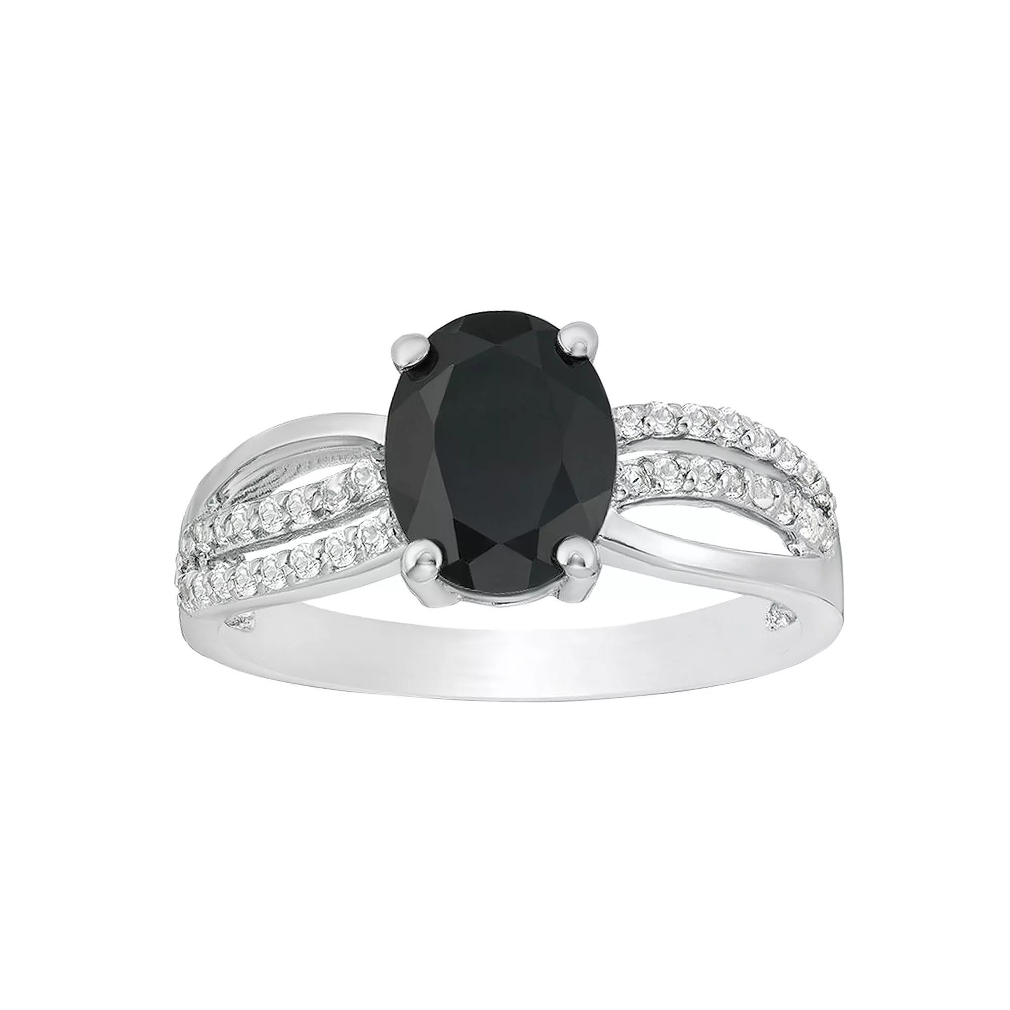 Gemminded Sterling Silver Black Onyx & White Topaz Accent Ring, Women's, Size: 6 Product Image