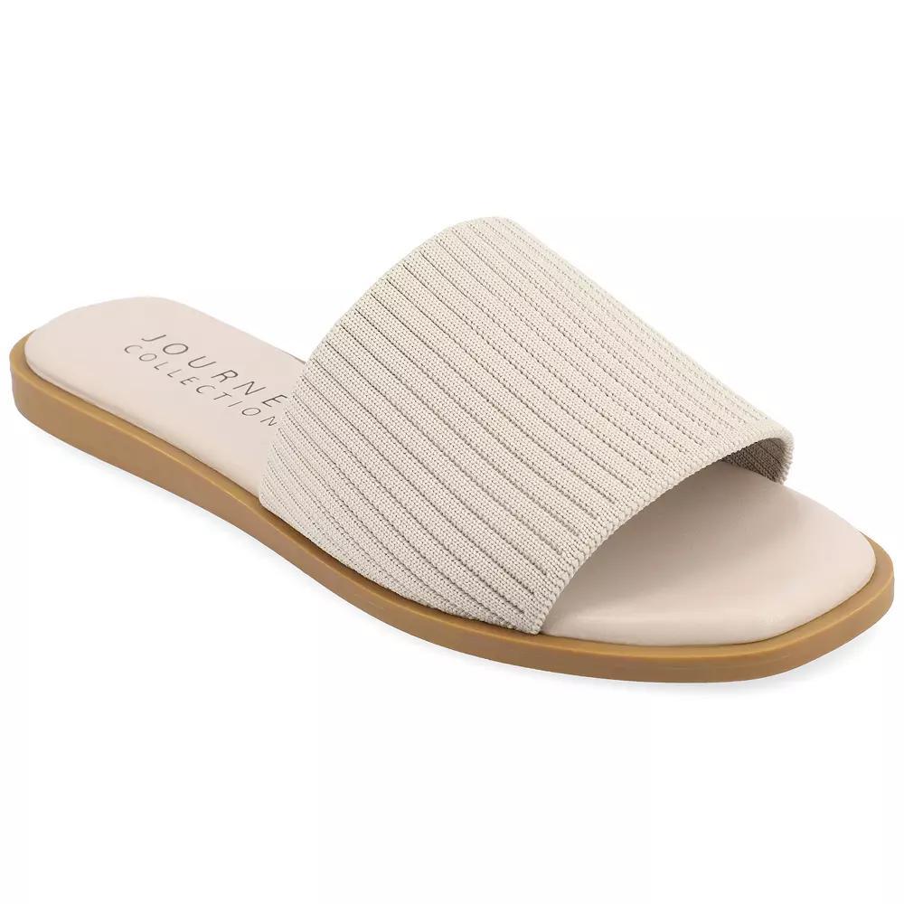 Journee Prisilla Womens Tru Comfort Foam Linen Slip On Slide Sandals Brown Product Image
