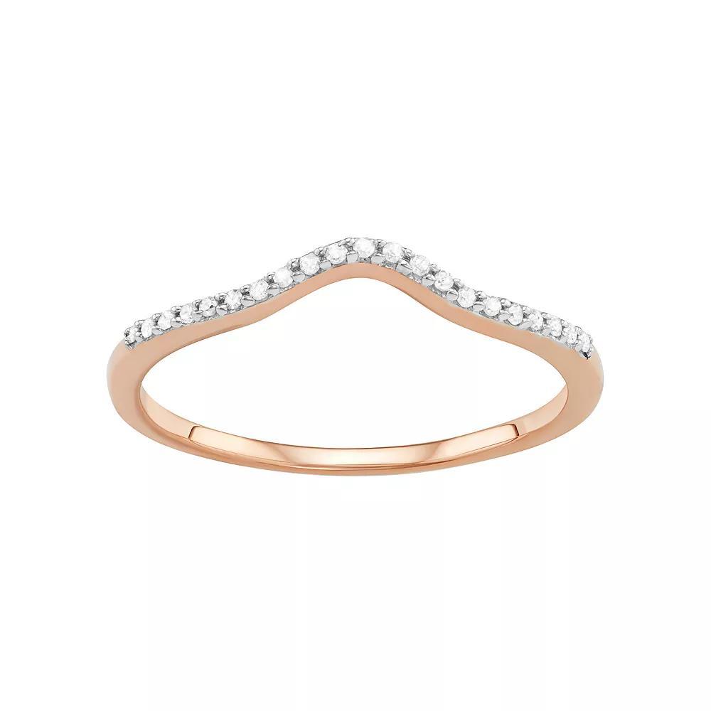 Jewelexcess Sterling Silver Diamond Accent V Ring, Women's, Size: 8, Rose Gold Tone Product Image