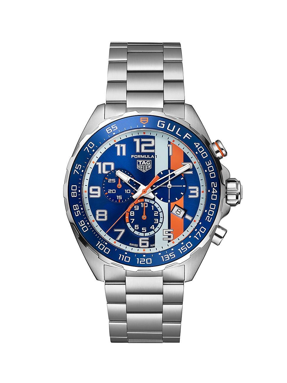 Mens Formula 1 X Gulf Chroxgulf Stainless Steel Chronograph Watch Product Image