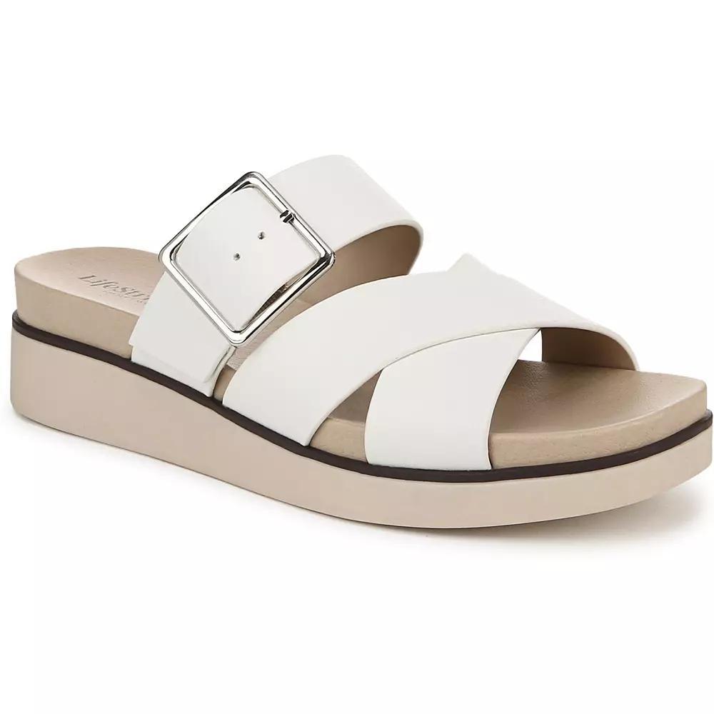 LifeStride Getaway Women's Slide Sandals, Size: 9 Wide, Bright White Product Image