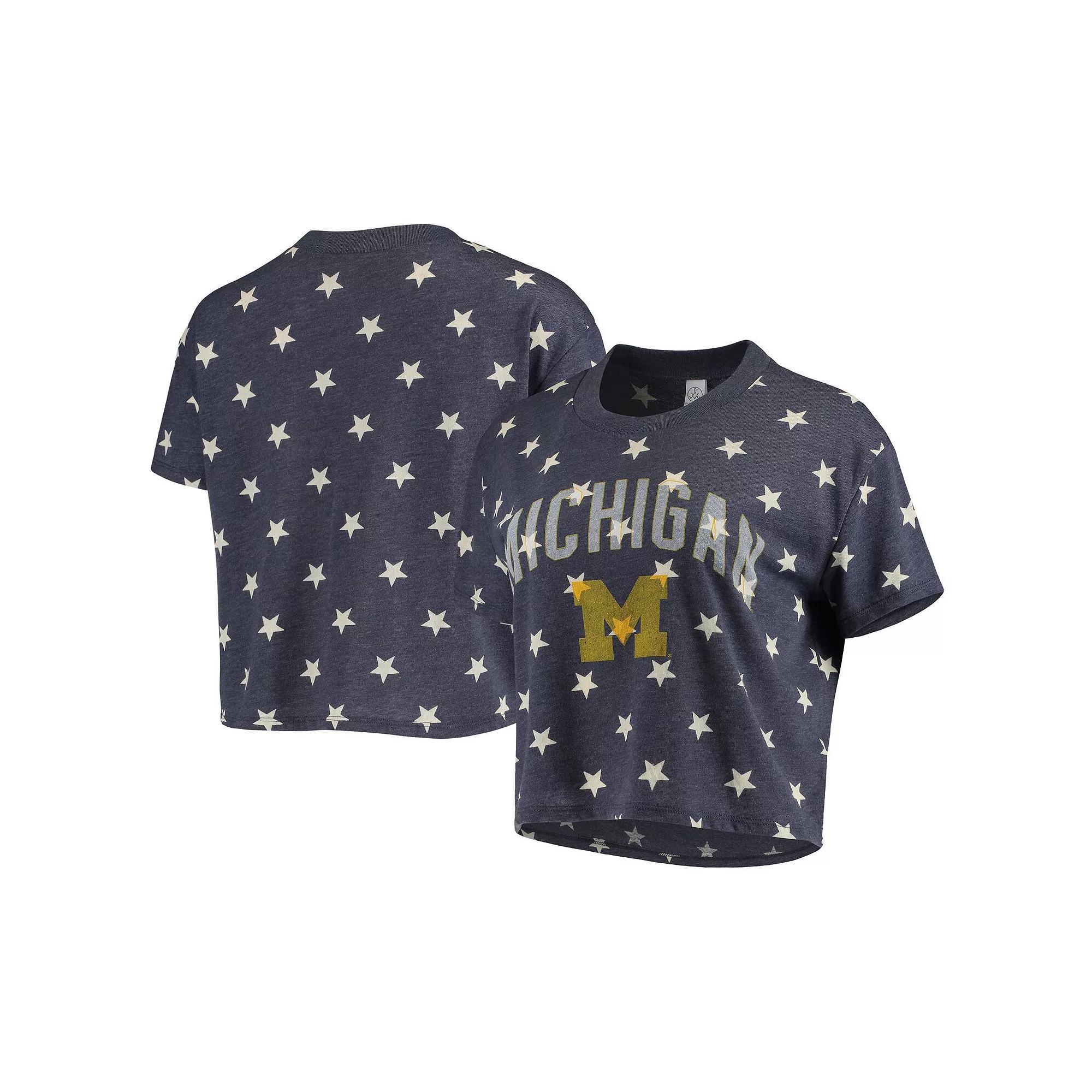 Womens Alternative Apparel Michigan Wolverines Headliner Stars Cropped Tri-Blend T-Shirt Blue Product Image
