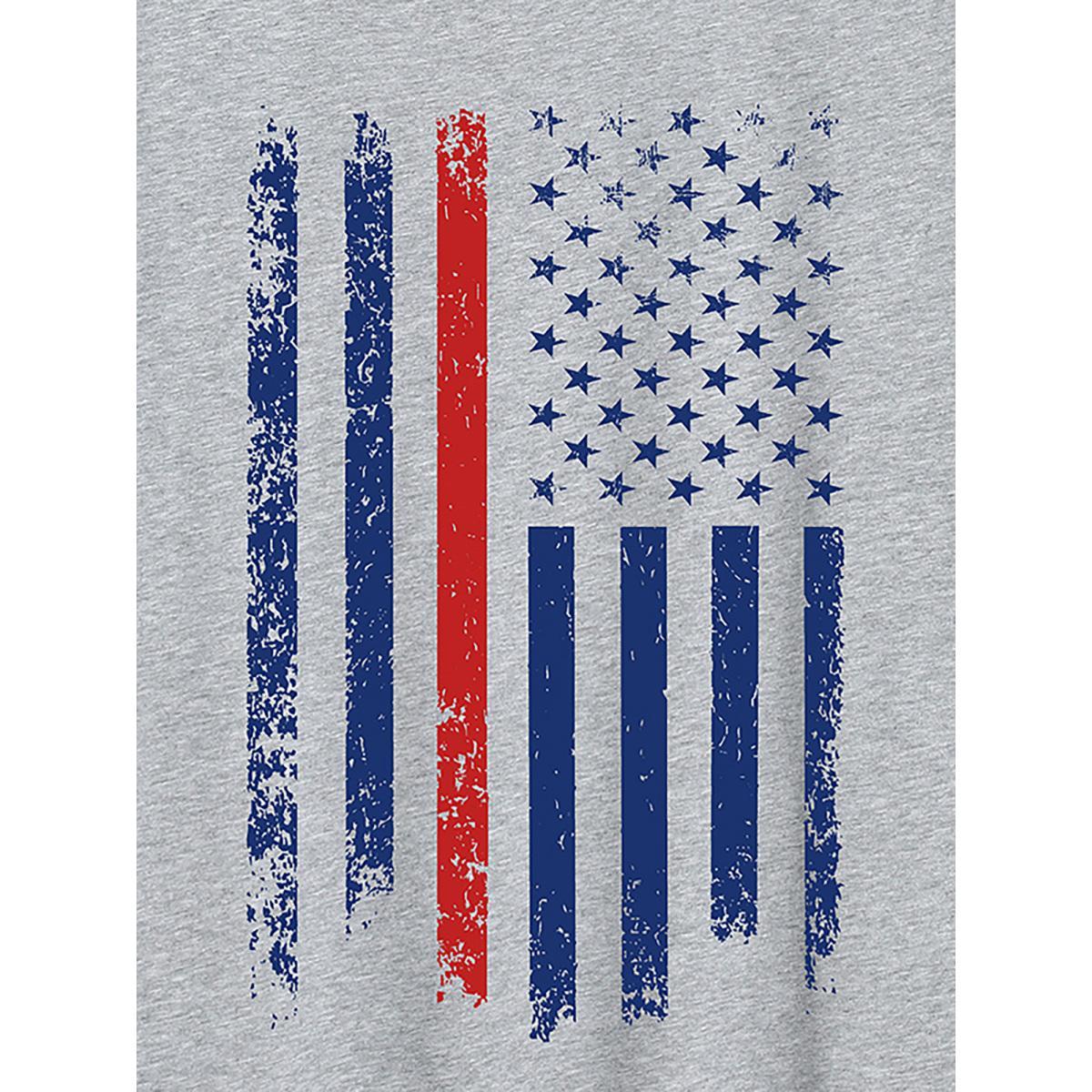 Plus Size American Flag Round Neck T-Shirt Mediumgray Women Non Country Round Neck Everyday-Casual T-shirts BloomChic 18-20/2X Product Image