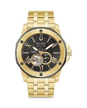 Bulova Mens Marine Star Automatic Gold Tone Stainless Steel Bracelet Watch - 97A174 Product Image