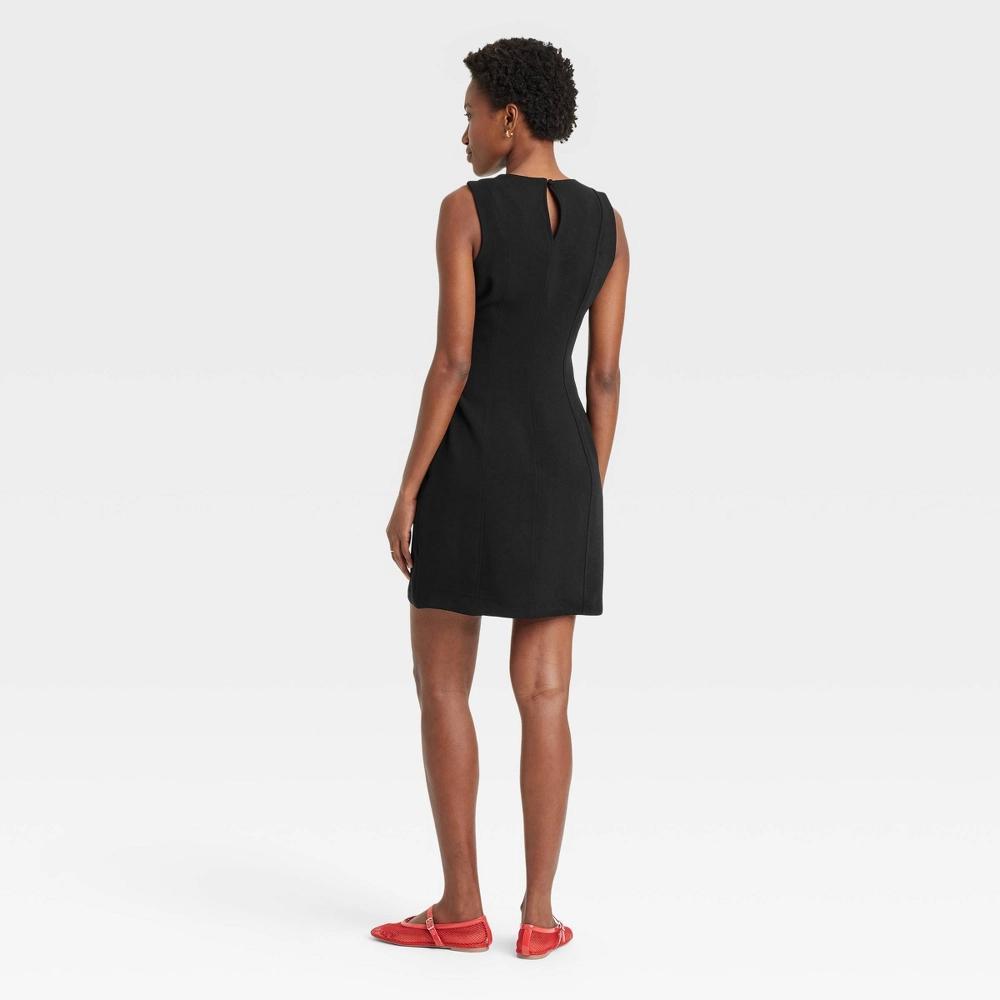 Womens Mini Sheath Dress - A New Day Black 8: Recycled Polyester, Midweight Crepe, U Back, Side Zipper, Machine Washable Product Image