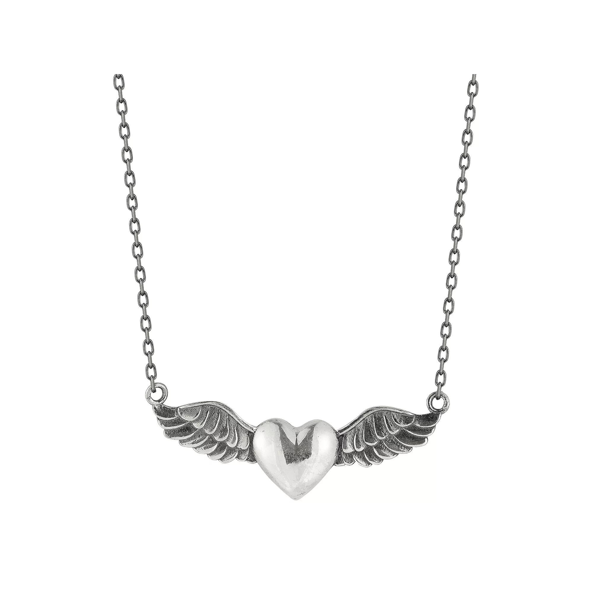 Sunkissed Sterling Sterling Silver Oxidized Heart Necklace, Women's, Silver Tone Product Image