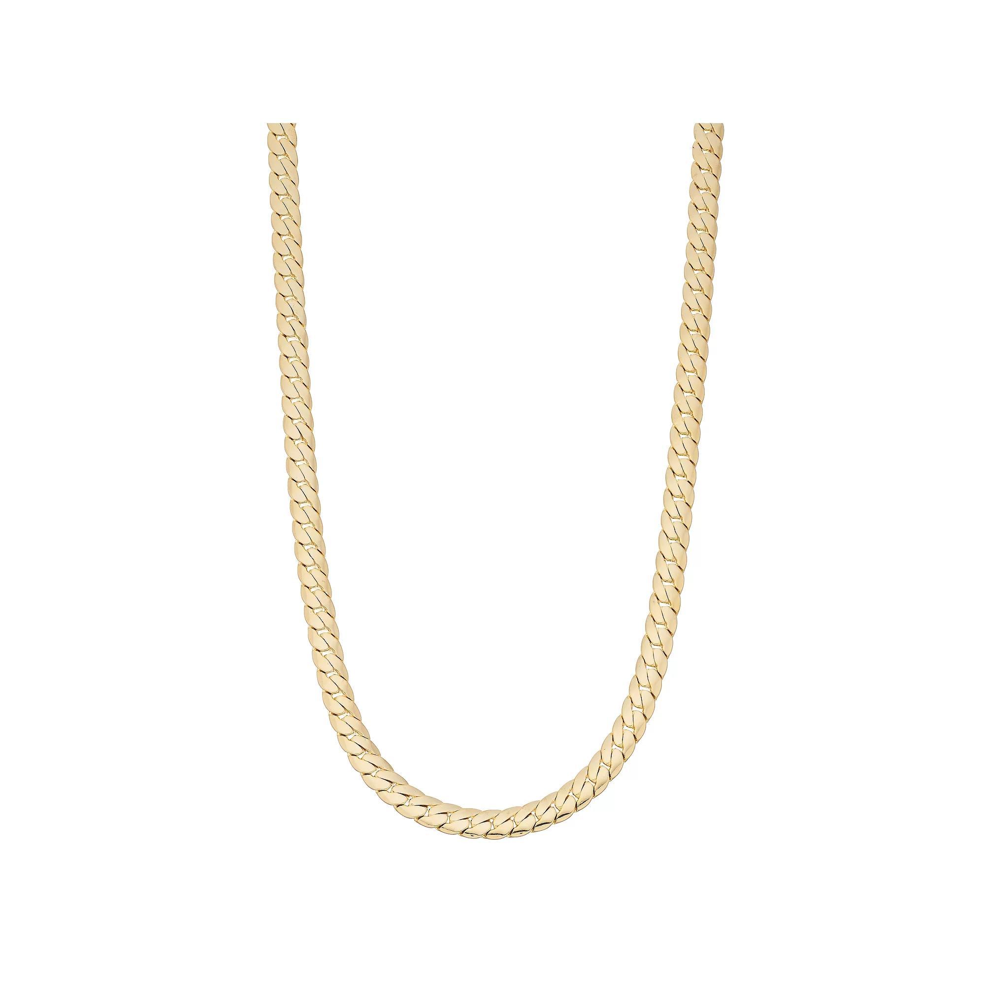 Mens 14k Gold Plated Cuban Chain Necklace Gold Tone Product Image